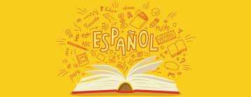 An opened book for Spanish with a yellow background. 