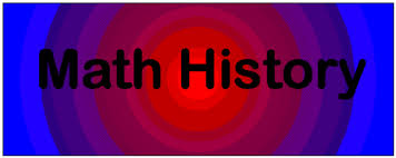 A colorful background of circles behind the phrase math history. 