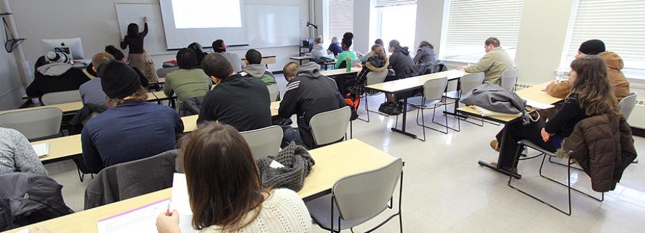 students taking math class at buffalo state college