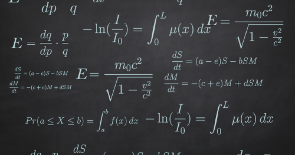 calculus equations written on a black board
