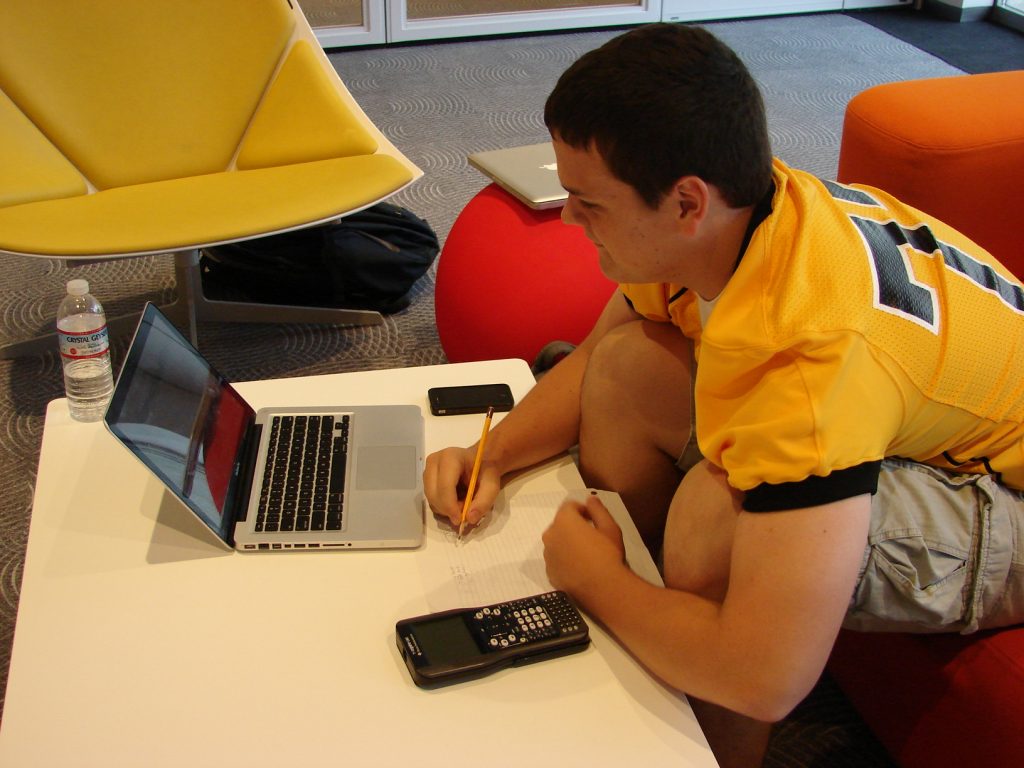 American River College math student doing homework