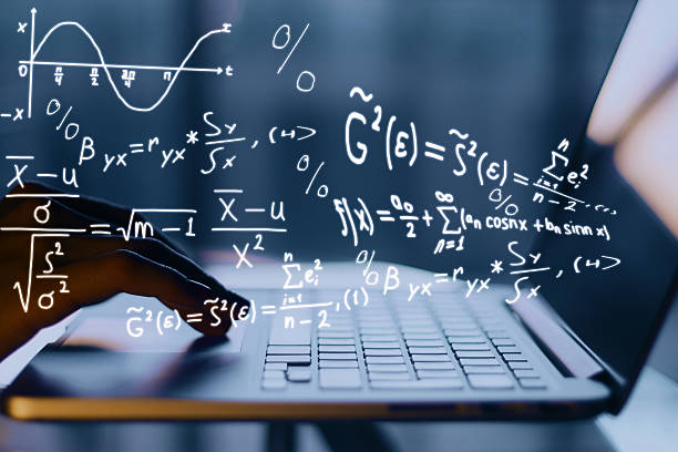 American River College math student typing math equation on a computer